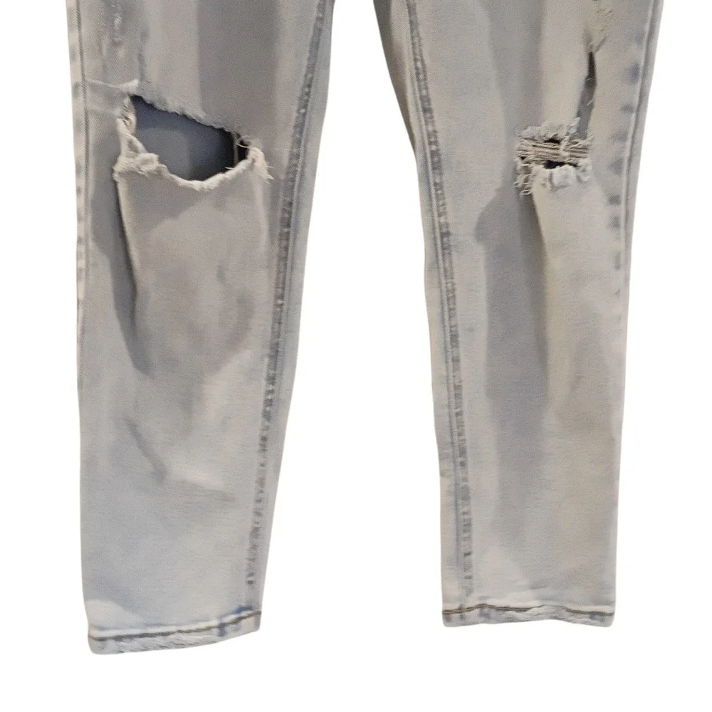 Time And Tru Women Size 10 Soft Stretch Comfy Distressed Blue Jeans Mid Rise Zip - Picture 5 of 8